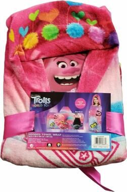 Dreamworks Trolls World Tour Hooded Bath Towel Wrap 24" x 50" Dream Works NEW